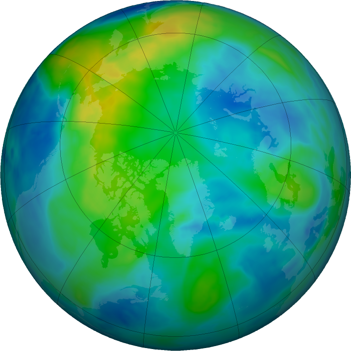 Arctic ozone map for 29 October 2017